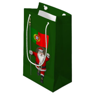Cool Santa Claus With Ensign Of Portugal Small Gift Bag