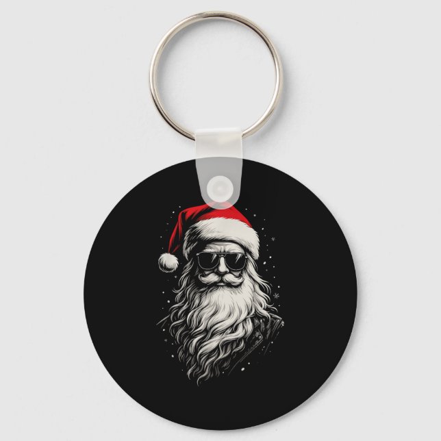 Cool Santa Clause Christmas Funny Santa Sungles Me Key Ring (Front)