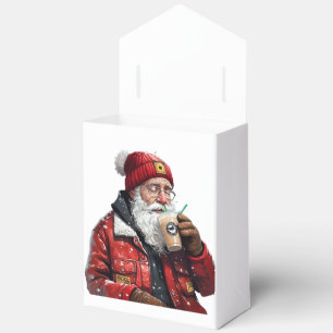 Cool Santa Drinking Iced Coffee Christmas Art Favour Box