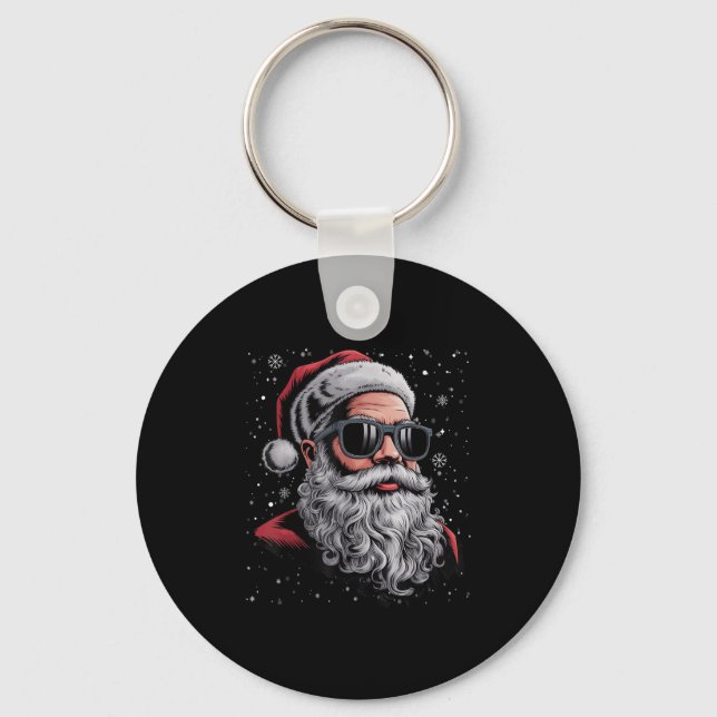 Cool Santa Face Beard &amp; Gles Christmas Funny M Key Ring (Front)