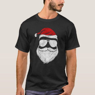 Cool Santa Face With Beard Moustache Sunglasses Ch T-Shirt