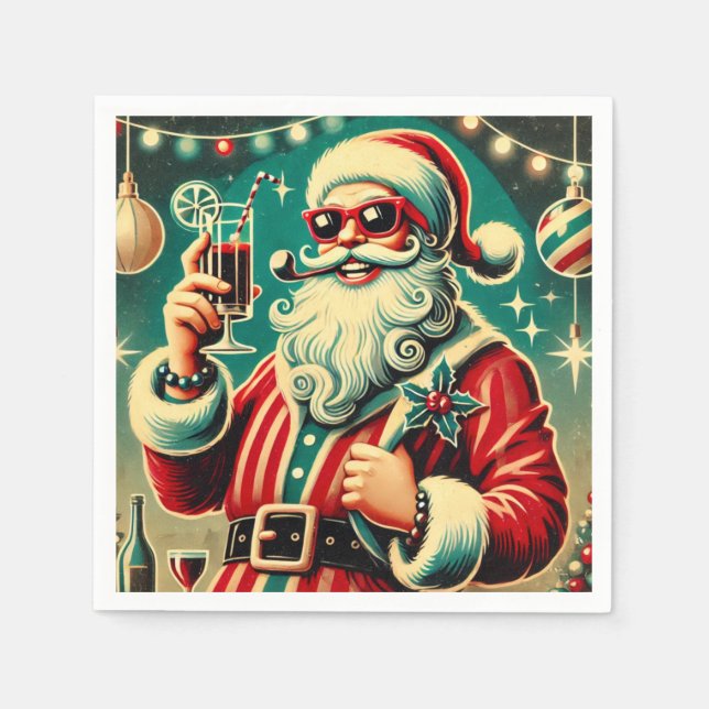 Cool Santa Funny Christmas  Napkin (Front)