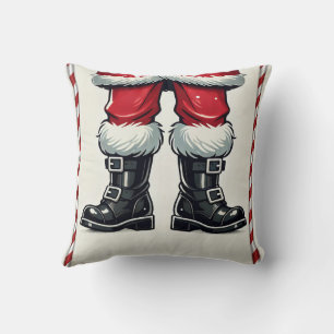 Cool Santa in Black Boots Christmas Holiday  Cushion