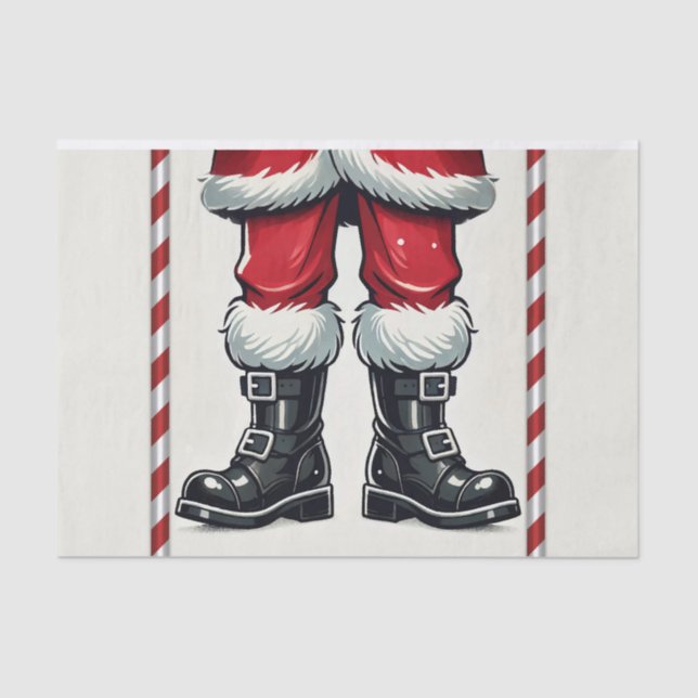 Cool Santa in Black Boots Christmas Holiday  Tissue Paper (Front)