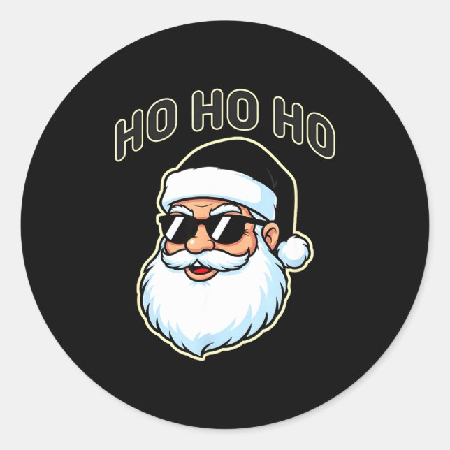 Cool Santa In Black Hat Sungles Graphic 2  Classic Round Sticker (Front)