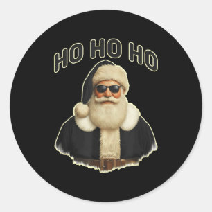 Cool Santa In Black Hat Sungles Graphic Classic Round Sticker