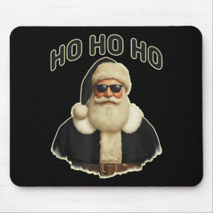 Cool Santa In Black Hat Sungles Graphic  Mouse Pad