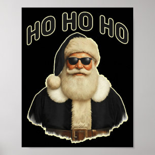 Cool Santa In Black Hat Sungles Graphic  Poster