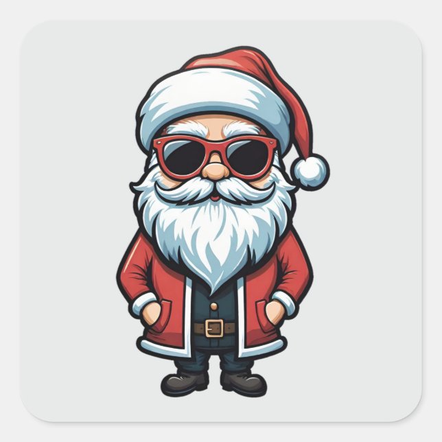 Cool Santa in Sunglasses Square Sticker (Front)