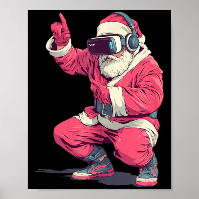 Cool Santa Moves With Vr Headset For Gaming Christ Poster (Front)