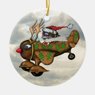 Cool Santa pilot funny Christmas tree ornament