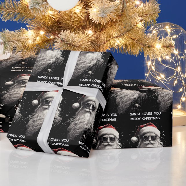 Cool Santa Two Lines of Personalisation Wrapping Paper (Holidays)