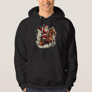 Cool Santa with Christmas Horse for festive Season Hoodie
