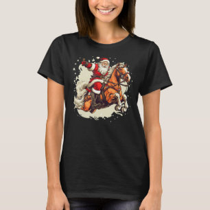 Cool Santa with Christmas Horse for festive Season T-Shirt