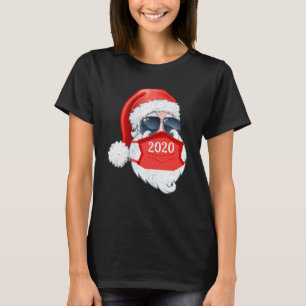 Cool Santa With Mask Merry Quarantine Masked Xmas T-Shirt