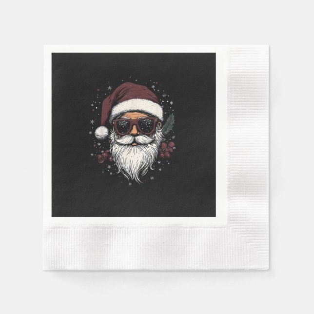 Cool Santa with Sunglasses Christmas Napkin (Front)