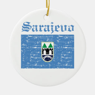 Cool sarajevo city flag designs ceramic tree decoration