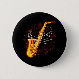 Cool Saxophone For Jazz Music Notes Musician Sax 6 Cm Round Badge