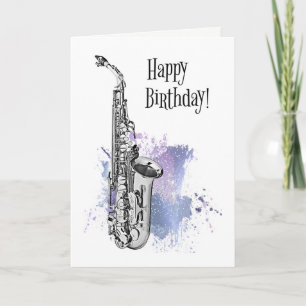 Cool Saxophone Musician Jazz Rock & Roll Birthday  Card