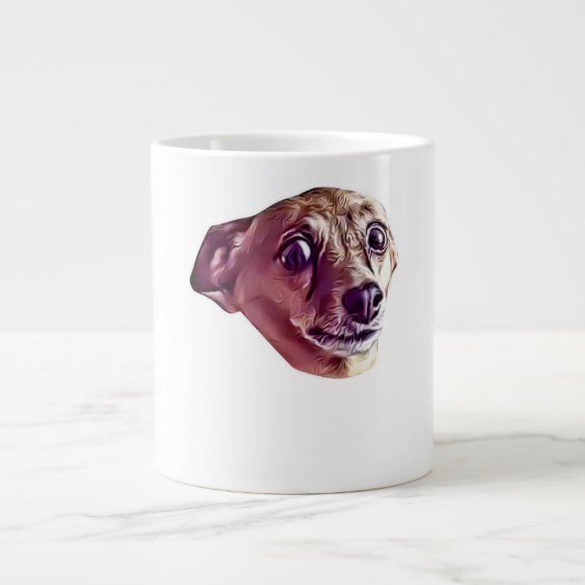 Cool Scared Chihuahua Cute Funny Meme Large Coffee Mug (Front)