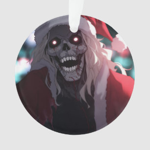 Cool Scary Creepy Skull Santa Claus Xmas Ornament