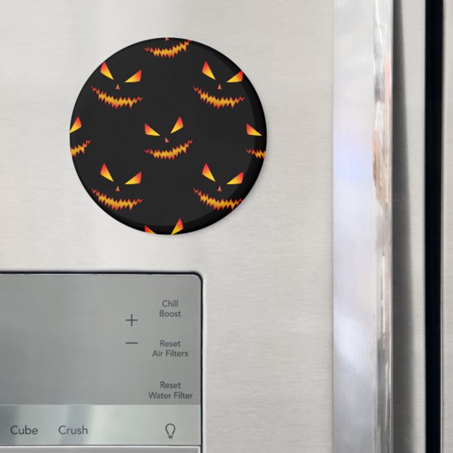 Cool scary Jack O'Lantern face Halloween pattern Magnet (In Situ (Fridge))