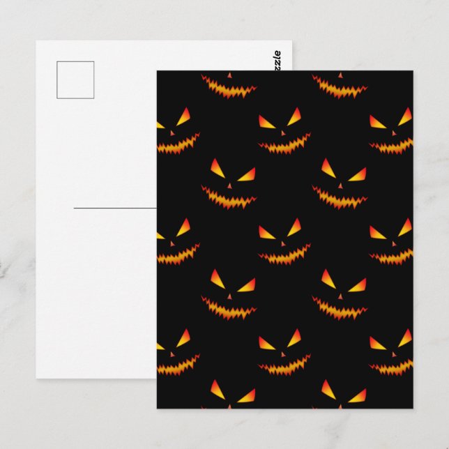 Cool scary Jack O'Lantern face Halloween pattern Postcard (Front/Back)