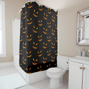 Cool scary Jack O'Lantern face Halloween pattern Shower Curtain