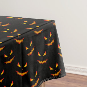Cool scary Jack O'Lantern face Halloween pattern Tablecloth
