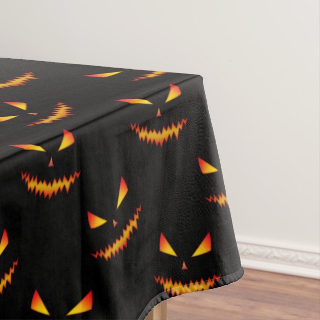 Cool scary Jack O'Lantern face Halloween pattern Tablecloth (In Situ)