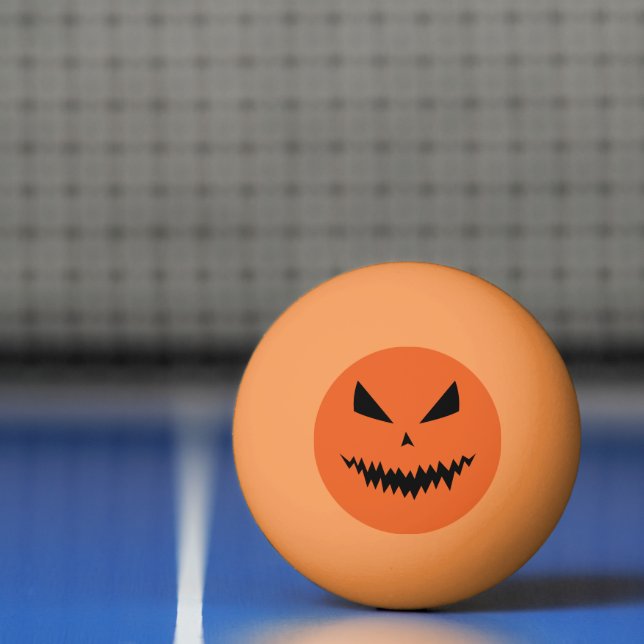 Cool scary Jack O'Lantern Halloween black orange Ping Pong Ball (Net)