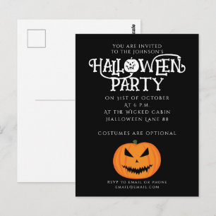 Cool scary Jack O'Lantern Halloween invitation  Postcard