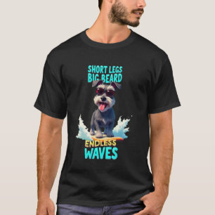 Cool Schnauzer Surfing Dog T-Shirt