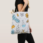 Cool science Geek biology art Tote Bag<br><div class="desc">Geek girl cool science theme design with biology theme featuring microscope, Dna and various other science symbols.</div>