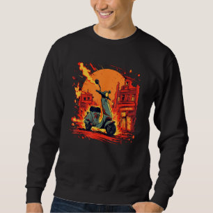 Cool Scooter Bike with Flames Sweatshirt