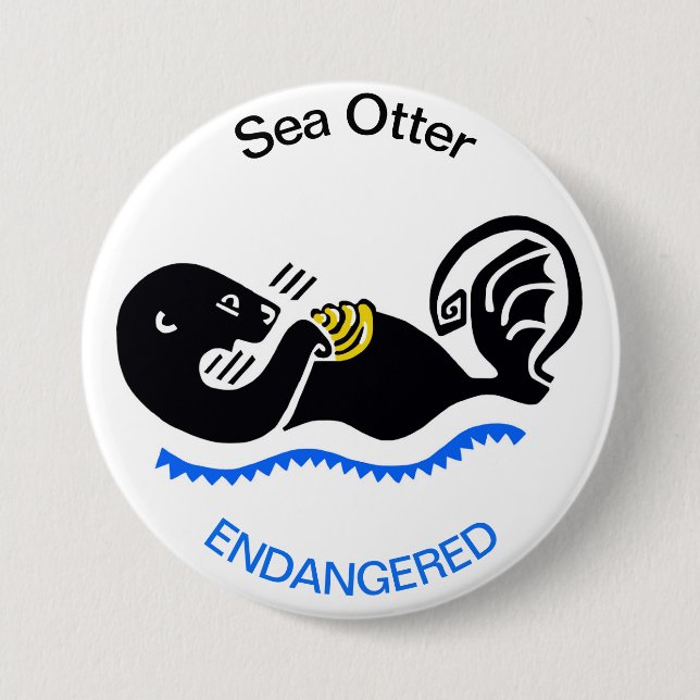 Cool Sea OTTER - Endangered animal graphic 7.5 Cm Round Badge (Front)