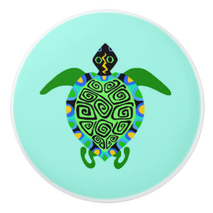 Cool Sea TURTLE - Animal lover - Aqua Ceramic Knob