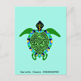 Cool Sea TURTLE - Animal lover -Ocean Turquoise - Holiday Postcard