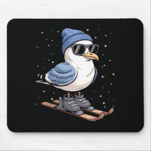 Cool Seagull On Skis - Nordic Winter Seagulls Aprè Mouse Pad