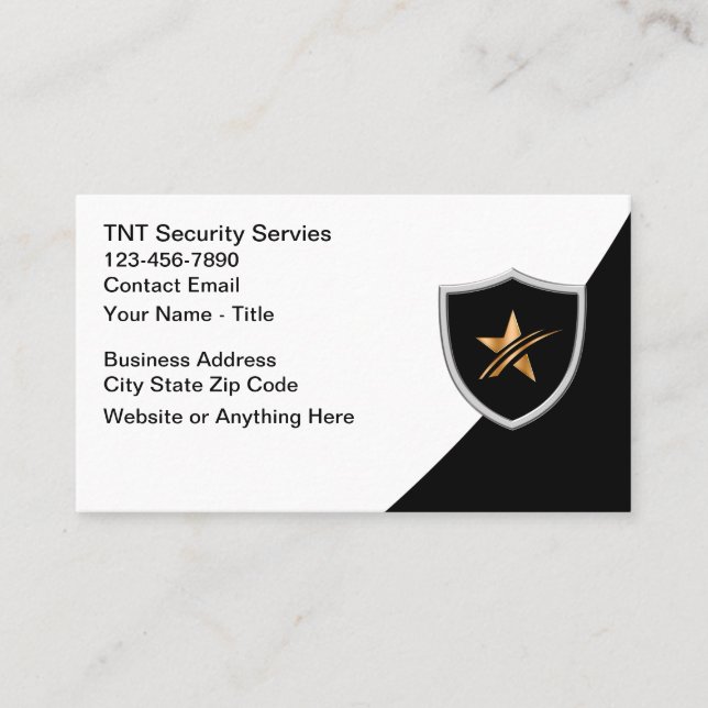 Cool Security Services Business Cards (Front)