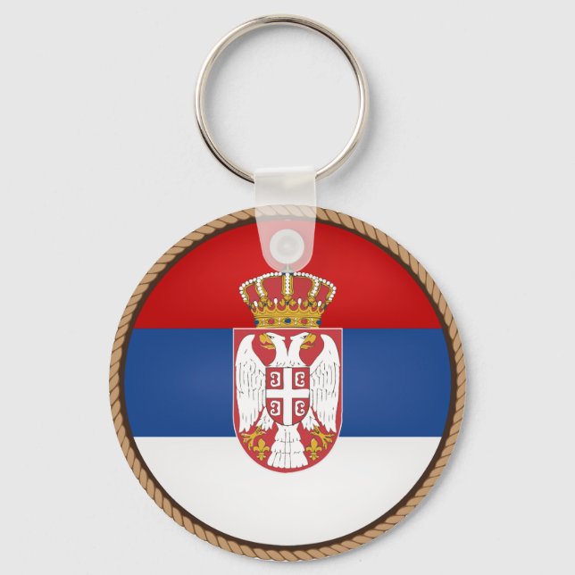 Cool Serbia Flag Seal Key Ring (Front)