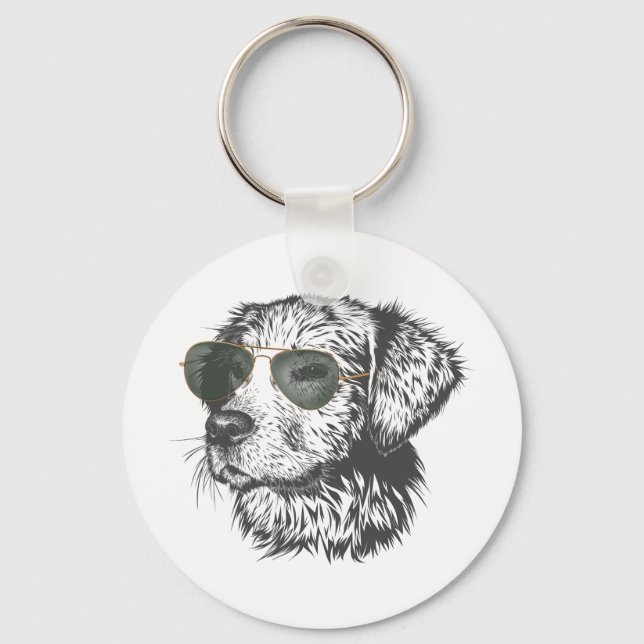 Cool Shades Dog Key Ring (Front)
