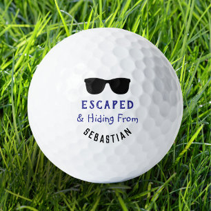 Cool Shades Escaped & Hiding Funny Personalised  Golf Balls
