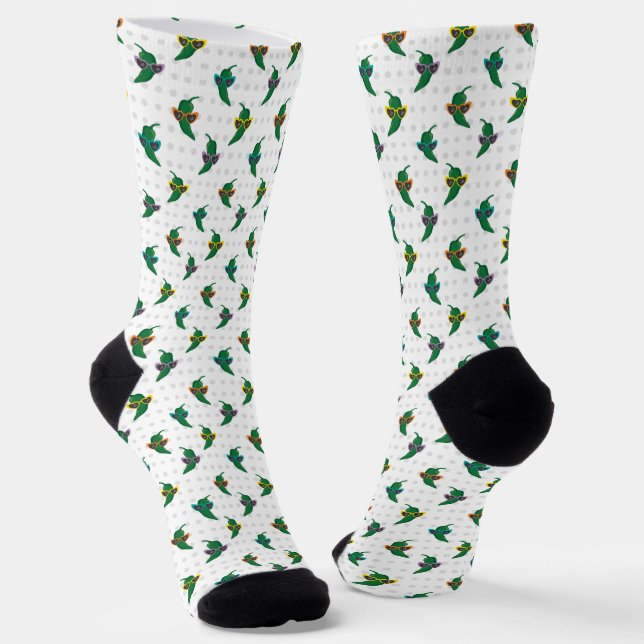 Cool Shades Green Chile Pattern Socks (Angled)