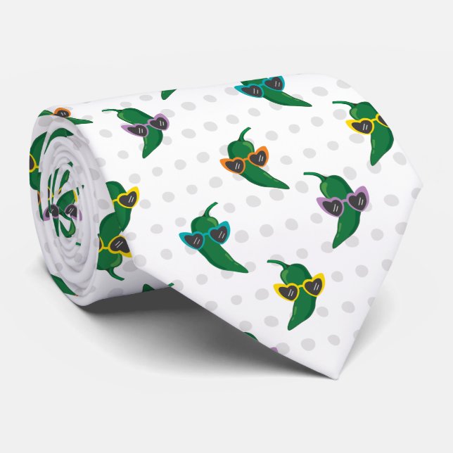 Cool Shades Green Chile Pattern Tie (Rolled)
