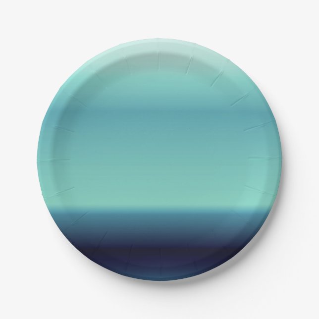 Cool Shades of Blue Ombre Gradient Paper Plate (Front)