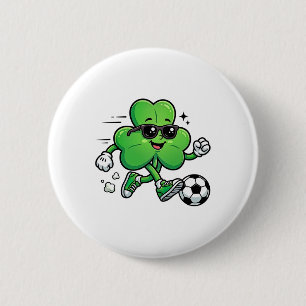 Cool Shamrock Soccer Player St Patricks Day Irish 6 Cm Round Badge