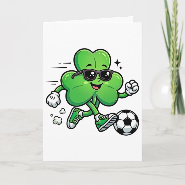 Cool Shamrock Soccer Player St Patricks Day Irish  Card (Front)