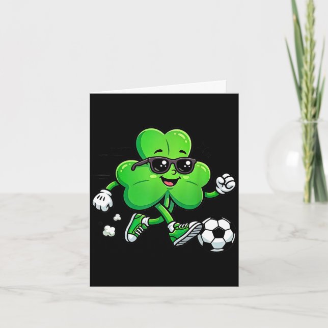 Cool shamrock soccer player st patricks day irish card (Front)
