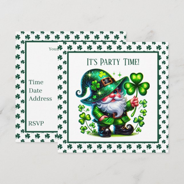 Cool shamrock tiled pattern leprechaun invitation (Front/Back)